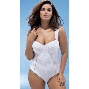 Robyn Lawley White Corset Swimsuit (Size 12 / D-DD)